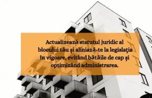 Bloc de apartamente modern cu asociație de proprietari funcțională, ilustrând transformarea de la locatari la proprietari.
